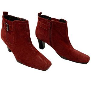 Aerosoles Burgundy Suede Women's Ankle Boot Size 9.5